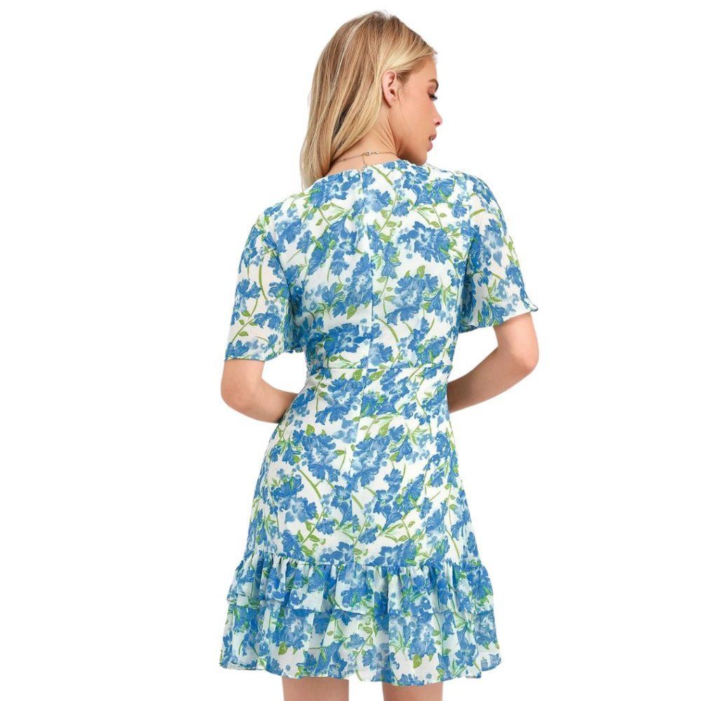 Lulus womens Spring Floral Print Ruffled Mini Dress - Picture 2 of 4